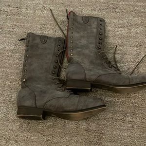 Grey suede lace up boots